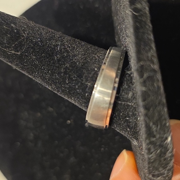 Stainless Steel Diamond Mens Band Ring with Diamond Accent Size 9 - Picture 2 of 10